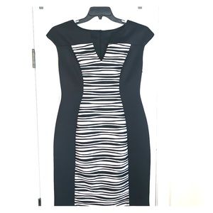 Black and light Pink striped hourglass dress.